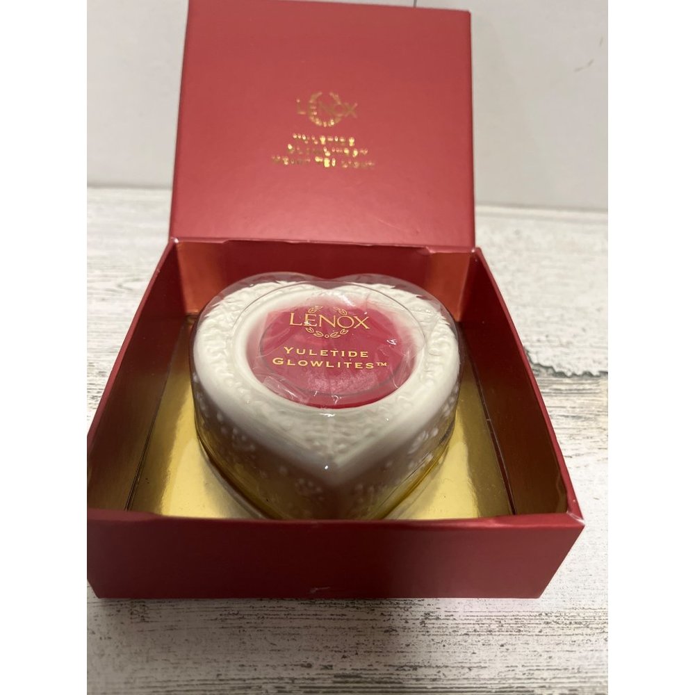 Lenox Yuletide Glowlites Heart Tea Light NWT